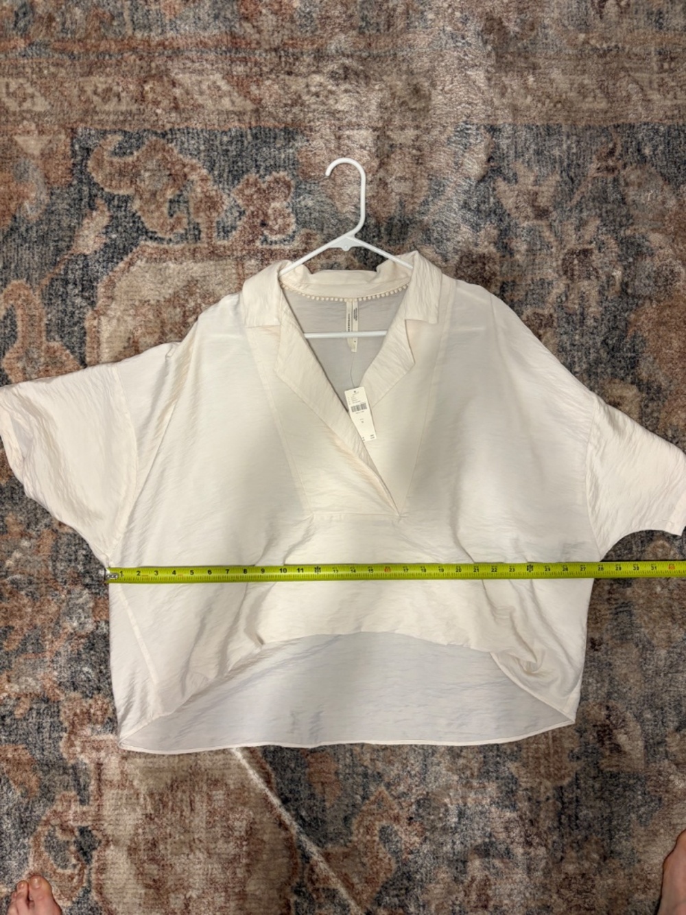Anthropologie Women's S/S Oversized High-Low V-Neck Shirt Top Blouse M Cream NWT - Picture 7 of 10